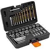 YEKEPRO 40PCS Metric Bolt &amp; Screw Extractor Set and Left Hand Drill Bit Set | Easy Out Broken Stripped Screw Removal Tool for Damaged, Frozen, Studs, Rusted, Rounded-Off Bolts, Nuts &amp; Screws
