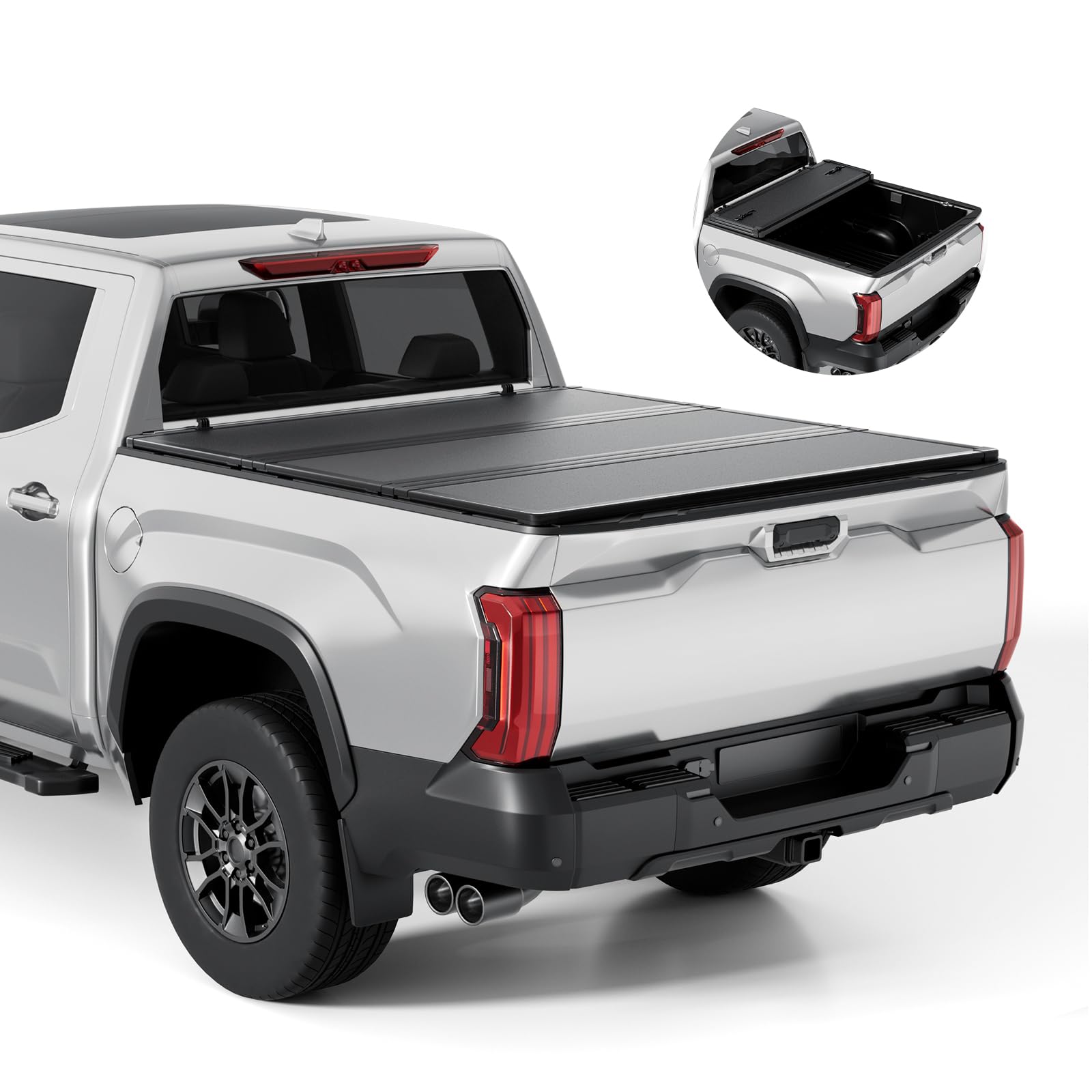 Photo 1 of ****MISSING HAREWARES**** Tono King FRP Hard Folding Truck Bed Tonneau Cover Compatible with 2022-2026 Toyota Tundra 5' 6" Bed w/OE Rail System (66.7"), Tri Fold Style