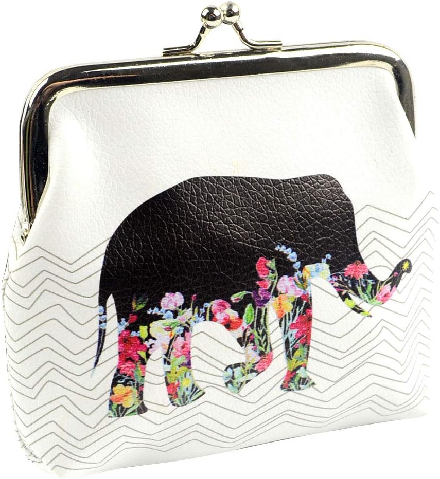 Women's Buckle Coin Purse Clutch Handbag (Black Elephant)