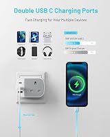 VINTAR UK to EU Plug Adapter 2 USB C 1 USB A Grounded 4 in 1 Type E/F Europe view 4