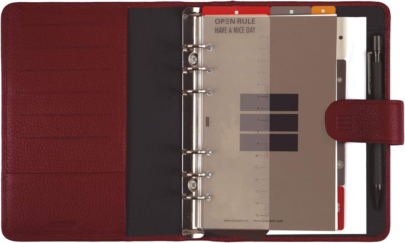 Finocam Leather Andrea - Agenda Organizer Leather Vertical Week View Spanish, Medium, Burgundy, Mediano - Image 3