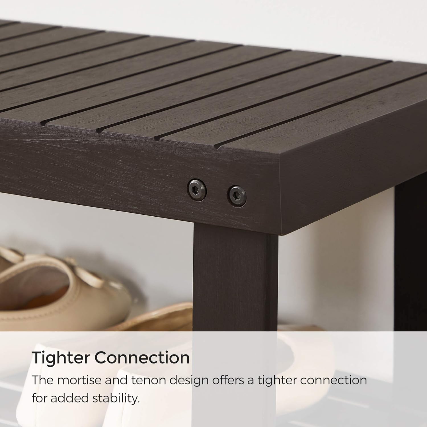 SONGMICS 3-Tier Bamboo Shoe Rack Bench, Shoe Organizer Shelf, Holds Up to 264 lb, Brown: Furniture & Decor