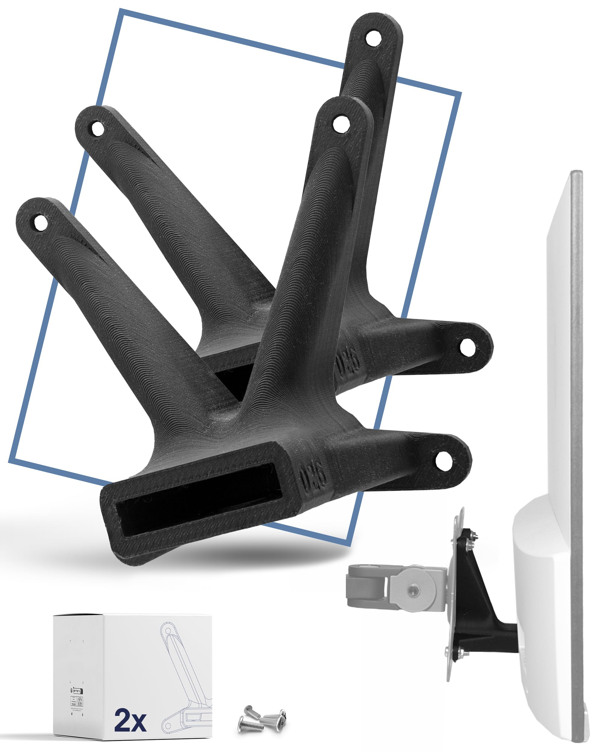 3IDEE VESA Adapter Bundle compatible with HP monitor (22f, 22es, 22ea, 24f, 24fh, 24fw, 24es, 24er, 24ea, 27f, 27fh, 27fw, 27es, 27er, 27ea) - including screw set - 75x75 mm - pack of 2 (Black)