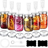 Honeydak 6 Pack Fermentation Kit, 34 oz Fermentation Jars with Fermenting Weights and Airlocks, Stainless Steel Lids, Pickle Jar for Sauerkraut, Vegetables and Other Fermented Foods