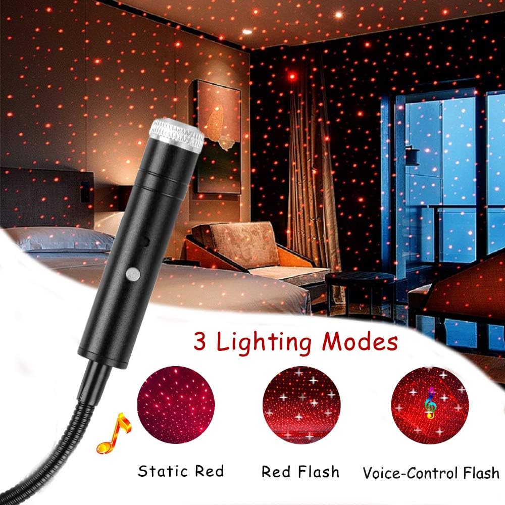 SoundActivated Stars Light Projector, USB 3Mode Night Light for