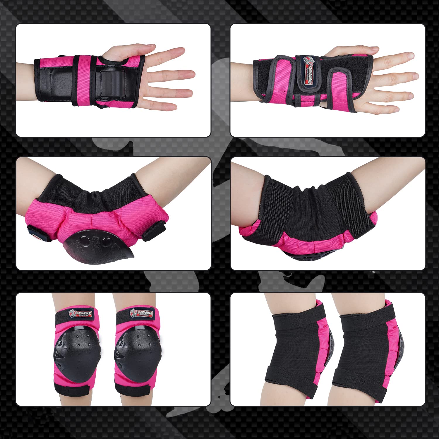 Haomaomao Adult & Kids Knee Pads Elbow Pads Wrist Guards Protective Gear Set for Roller Skates Scooter Inline Skating Cycling BMX Bike Skateboard Riding and Outdoor Extreme Multi-Sports