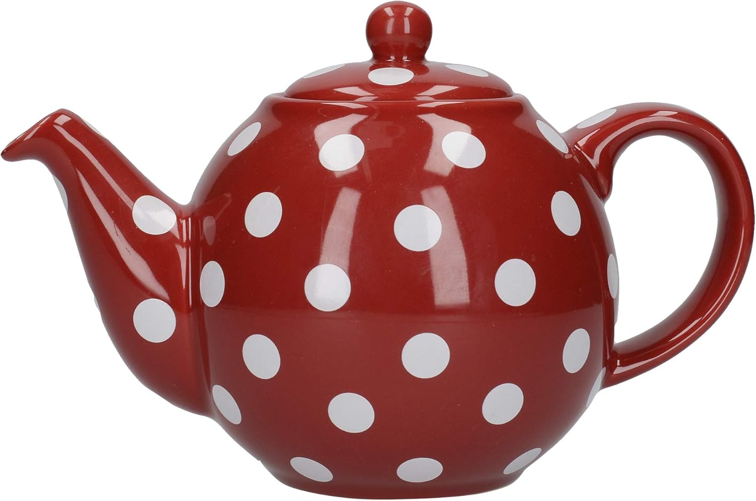 London Pottery Globe Teapot, Red/white Spot, 2 Cup, Closed