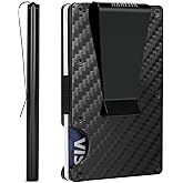 RARITIK Minimalist Carbon Fiber Wallet for Men, Money Clip Cash Strap Wallet, RFID Blocking Metal Wallet Aluminum Card Holder,Front Pocket Wallet(Carbon Fiber)