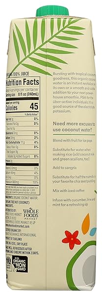 365 BY WHOLE FOODS MARKET, ORGANIC COCONUT WATER, 100% PULP-FREE JUICE, 33.8 FL OZ