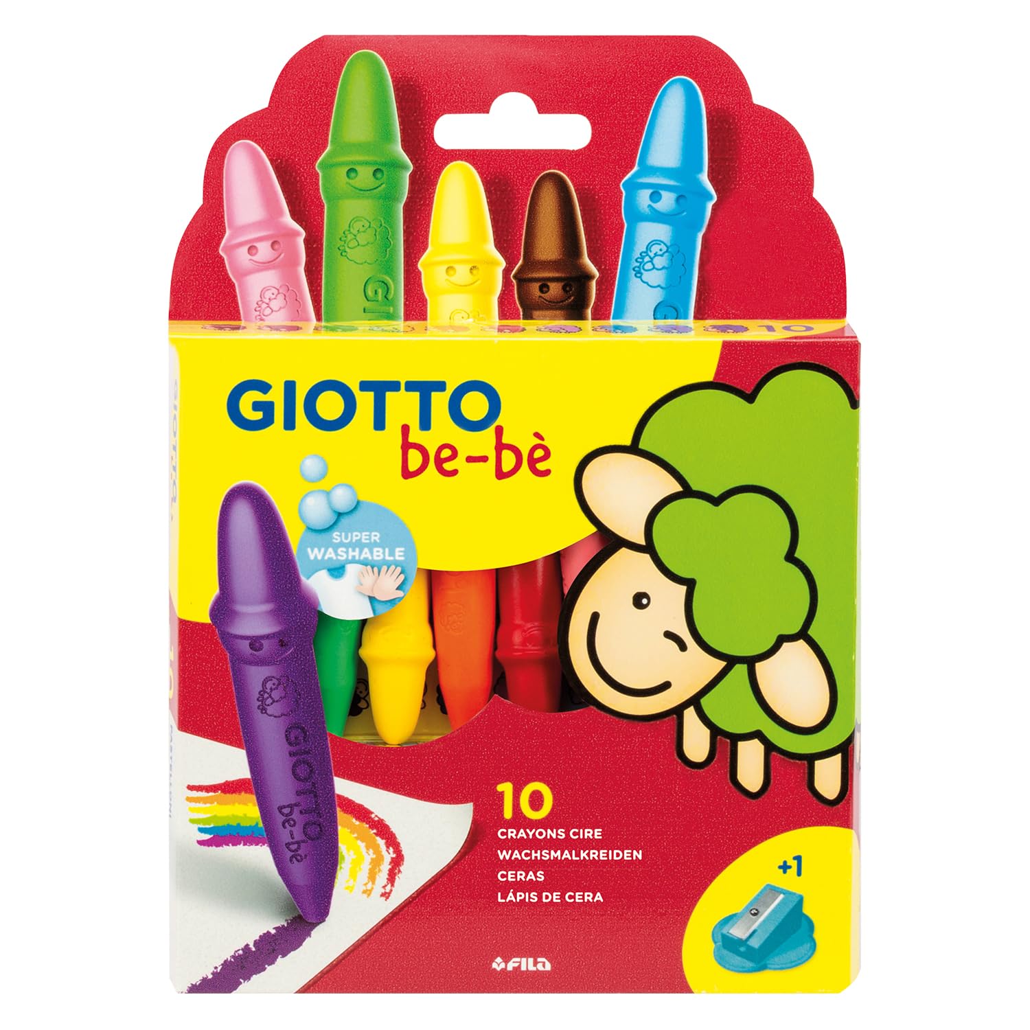 Giotto be-bè Super Waxes Case 10pcs + Pencil Sharpener