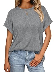 AUTOMET Womens Summer Tops Oversized Short Sleeve