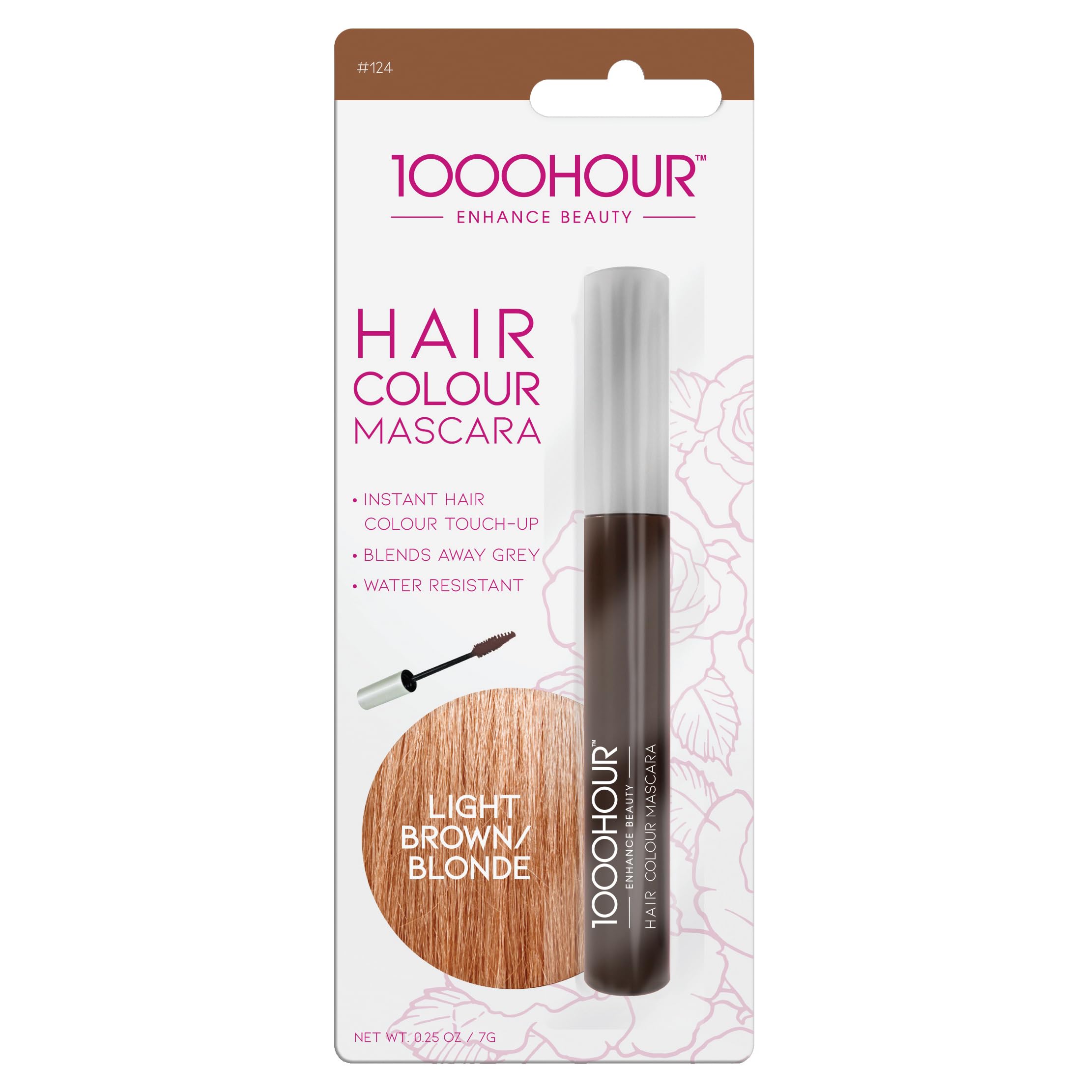 1000 Hour Hair Color Mascara Temporary Hair Color & Root Touch Up (Light Brown) by 1000Hour