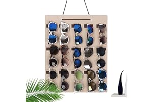 Sunglass Wall Organizer, with 15 Slots Vertical Felt Display Hanger, Wall Mounted Sunglasses Organizer, for Nightstand Eyewea
