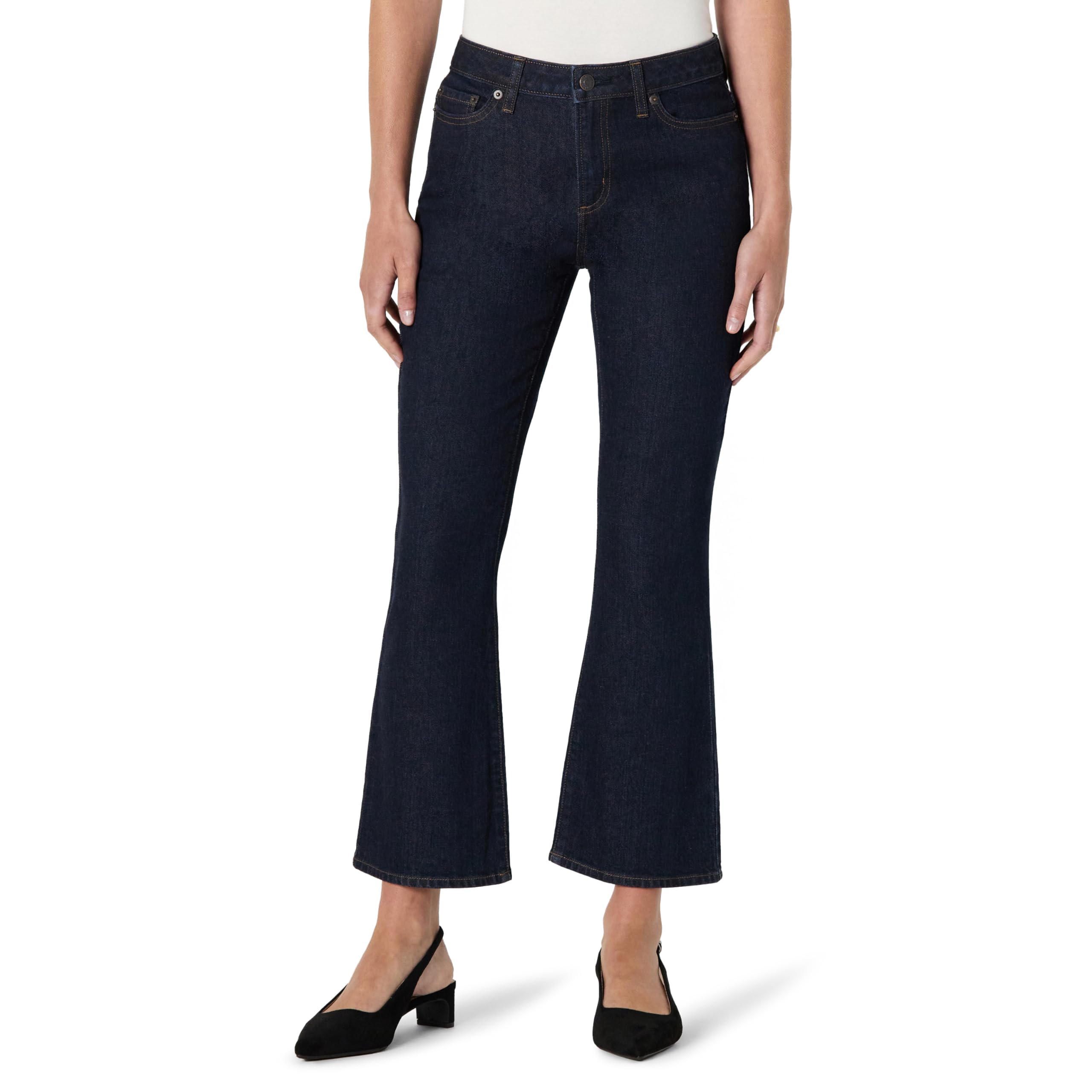 Photo 1 of Amazon Essentials Women's Women's Medium Stretch Mid-Rise Kick Crop Jean, Rinse, 10