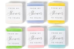 Kim and Pom From My Shower to Yours” Mini Soap Favors – 6 Vibrant Assorted Scents for Bridal & Baby Showers – Lavender Mint, 
