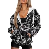 Whosucclay 2026 Women's Oversized Hoodies with Zipper Fashion Full Zip Up Sweatshirts Jacket Outfit with Pockets