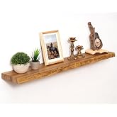 Marsmiles 40in Wood Floating Shelves for Wall Mounted, 1Pack|Natural | Live Edge, Reclaimed Elm Wood, Invisible Heavy-Duty Bracket, Rustic Wall Shelves for Bathroom Kitchen Living Room