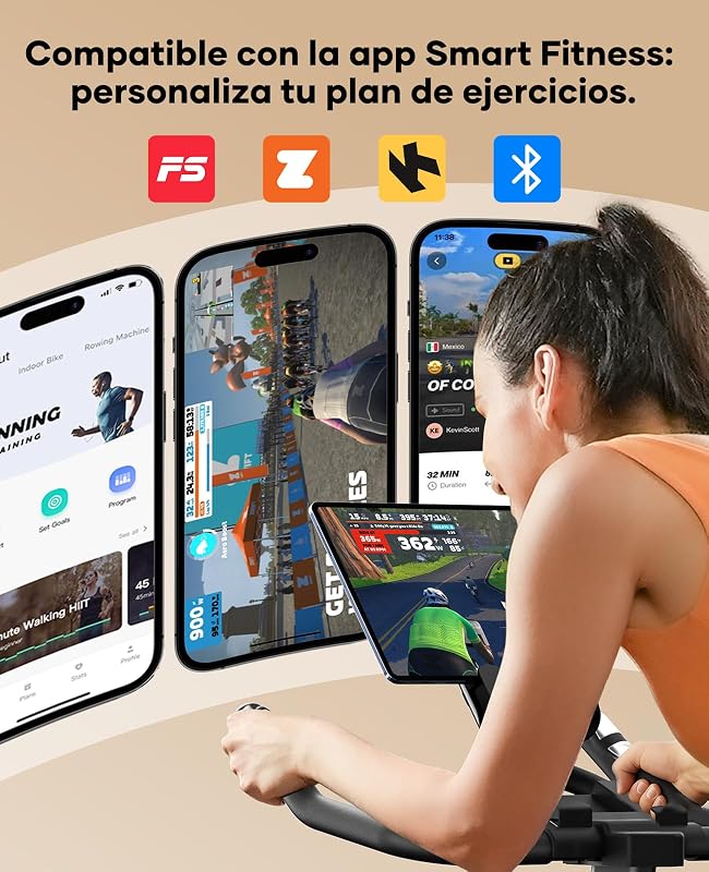 2026 Versión Toputure Bicicleta Estatica con Pulsómetro y APP, Bici Estatica Profesional Ultra Silenciosa y Estable, Asiento Cómodo, Soporte para Tableta y Portabotellas, Volante 15 KG, MAX 160KG