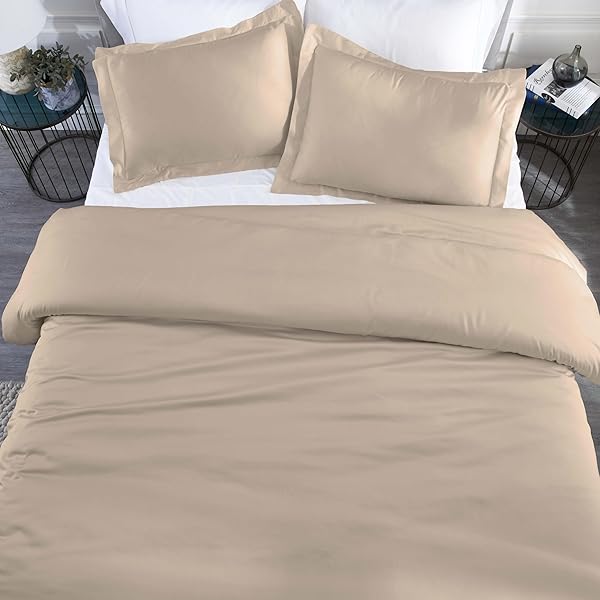 SUPERIOR MODAL FROM BEECHWOOD 400 THREAD COUNT DUVET COVER SET, SILKY SOFT COOL BEDDING ESSENTIALS, SATEEN WEAVE, SET INCLUDES 1 DUVET COVER WITH BUTTON CLOSURE, 1 PILLOW SHAM, TWIN/TWIN XL, LINEN