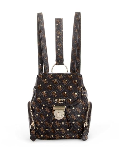 GUESS URBAN CHIC Faux Leather woman's backpack BROWN MULTI S/S 2019 Clothing, Shoes 
