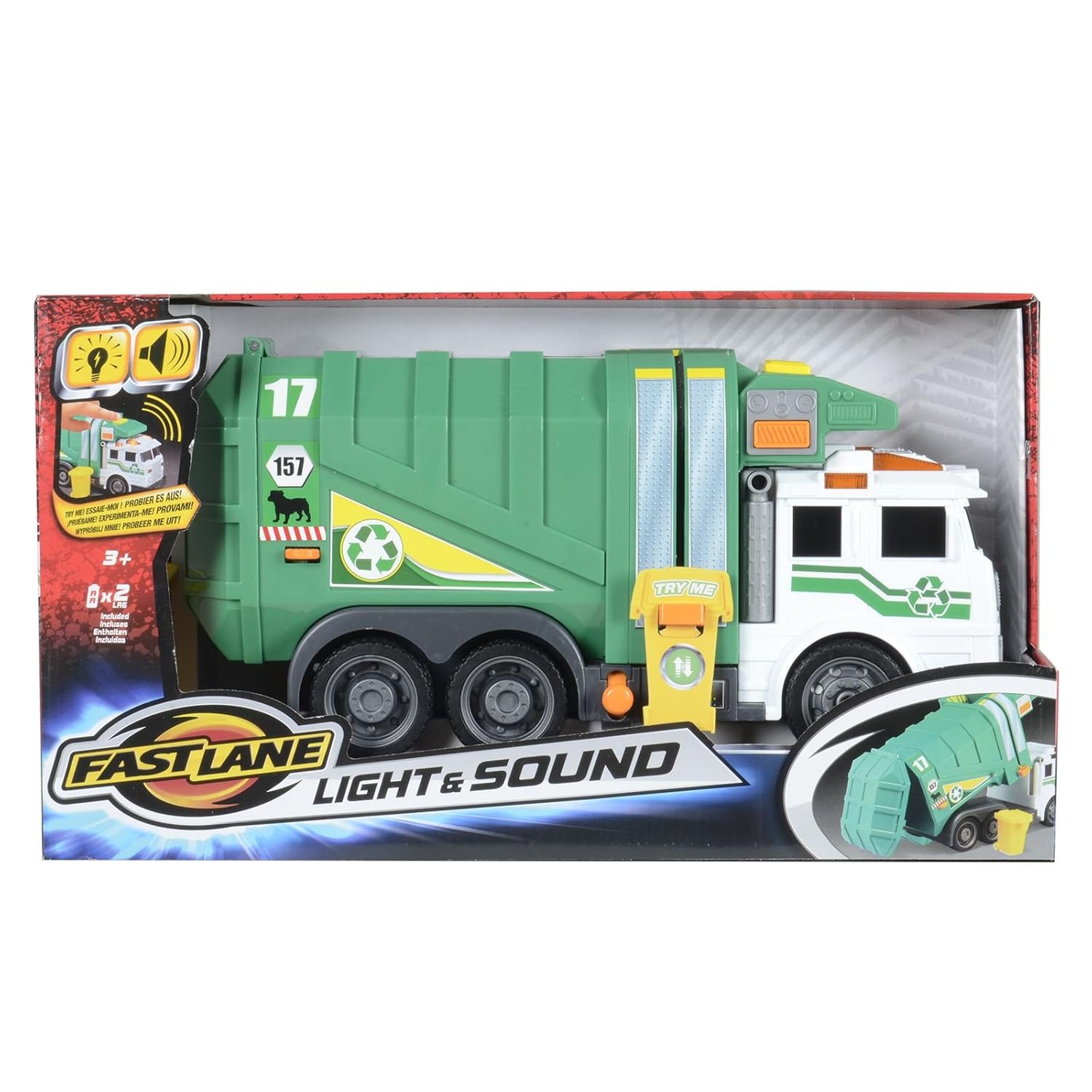 fast lane light and sound garbage truck