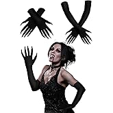 Bencailor Halloween Costume Paw Gloves 2 Pair Black Long Fingernails Cat Paw Wolf Claw Gloves for Cosplay Costume Party Favor (Modern Black)