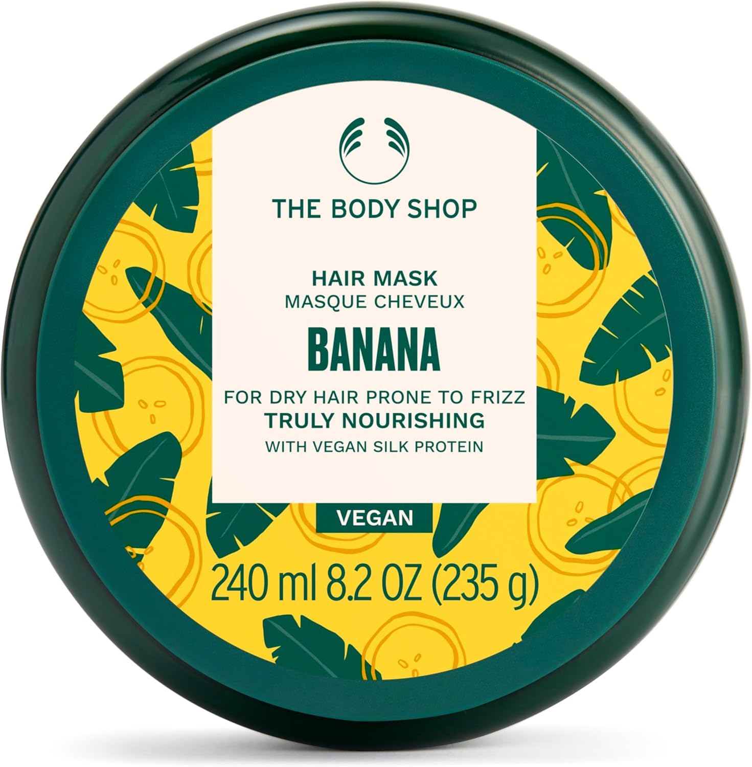 The Body Shop Banana Truly Nourishing Hair Mask (1x 240ml), Hair Mask for Dry Hair Prone to Frizz, 96% Natural Ingredients, Made with Banana Puree & Shea Butter, Vegan