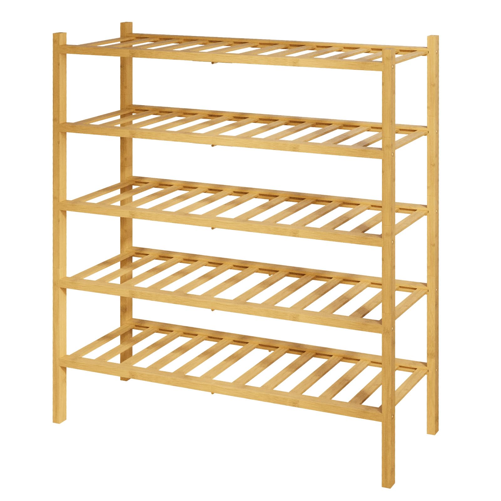 Photo 1 of Kitsure Bamboo Wooden Shoe Rack for Closet - Stackable Shoe Organizer with Modular Structure, Space-Saving Shoe Shelf for Entryway, Living Room, Bedroom, 26.8" x 11" x 31.5", Natural
