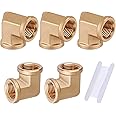Boeray 5pcs Brass Fittings 90 Degree Barstock Street Elbow 1/2 NPT Female Pipe Forged Brass Pipe Fittings