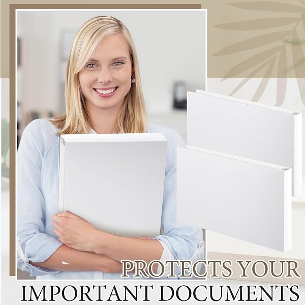 HUMYOUN 4 PCS 11 X 17 INCH 3 RING BINDERS 2 INCH RINGS HEAVY DUTY VIEW PLASTIC FLEXIBLE D RING BINDERS ECONOMY HOLDS 11″ X 17″ PAPER FOR ARTWORK BLUEPRINTS, OFFICE, HOME, WORK PLACES(WHITE)