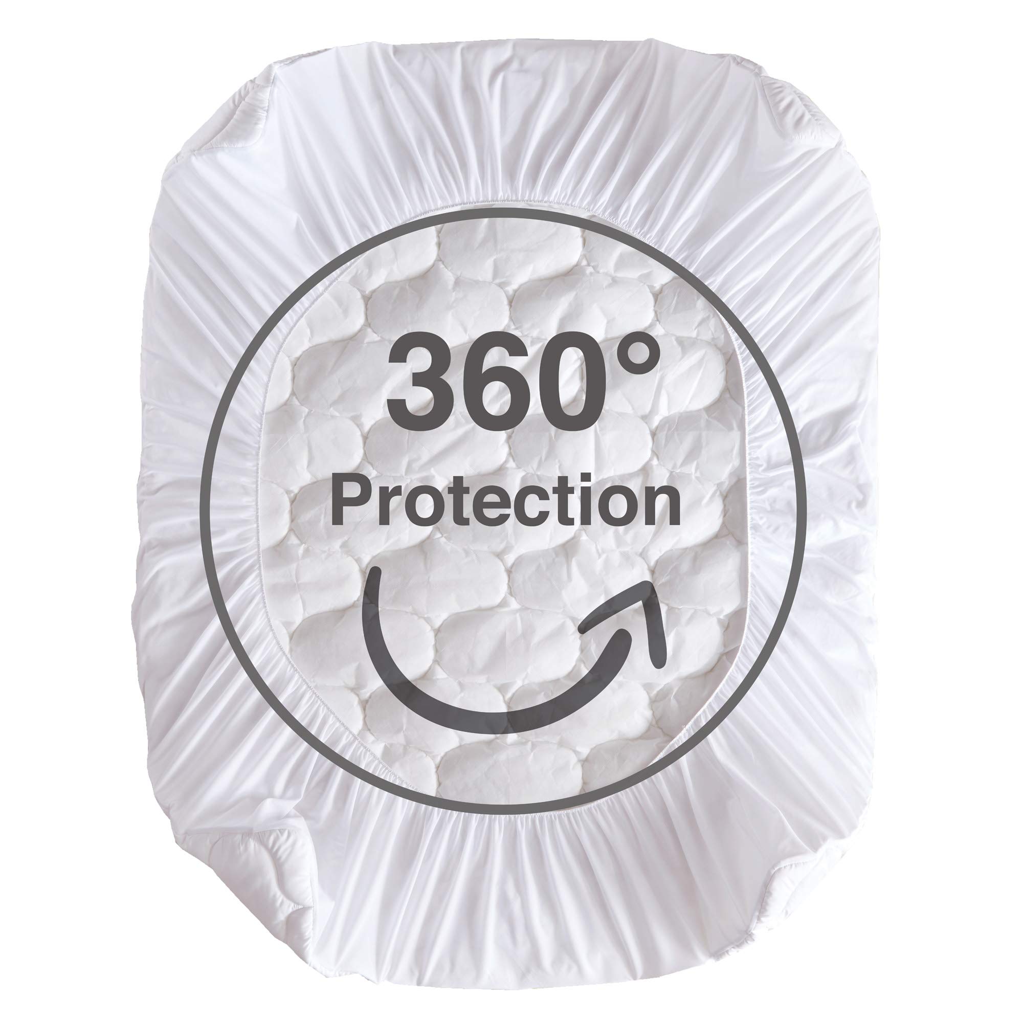 Sleep Zone Quilted Mattress Pad Cover Queen Cooling Fluffy Topper Upto 21 inch Pocket,White,Queen