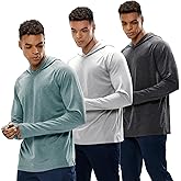 MIER Men's UPF 50+ Sun Protection Hoodie Long Sleeve SPF Fishing Hiking Running Thumbhole Shirts Hooded Quick Dry Lightweight