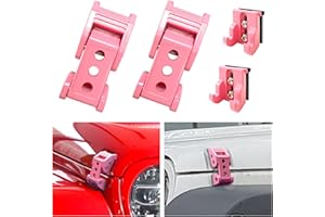 STANVEE Aluminum Hood Latches, Hood Catch Kit Compatible with Jeep Wrangler JK JKU 2007-2018 & Jeep Wrangler JL JLU Gladiator JT 2007-2021, No Drilling Required (pink)