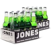 Jones Soda Co. Green Apple Soda Flavor | 100% Cane Sugar Soda | Craft Soda Pop | Soda Soft Drinks | 12 Oz Glass Bottle Soda | 24 Pack Soda