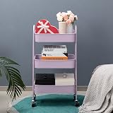 DOEWORKS Storage Trolley on Wheels 3-Tier Metal Cart Kitchen Utility Cart view 4