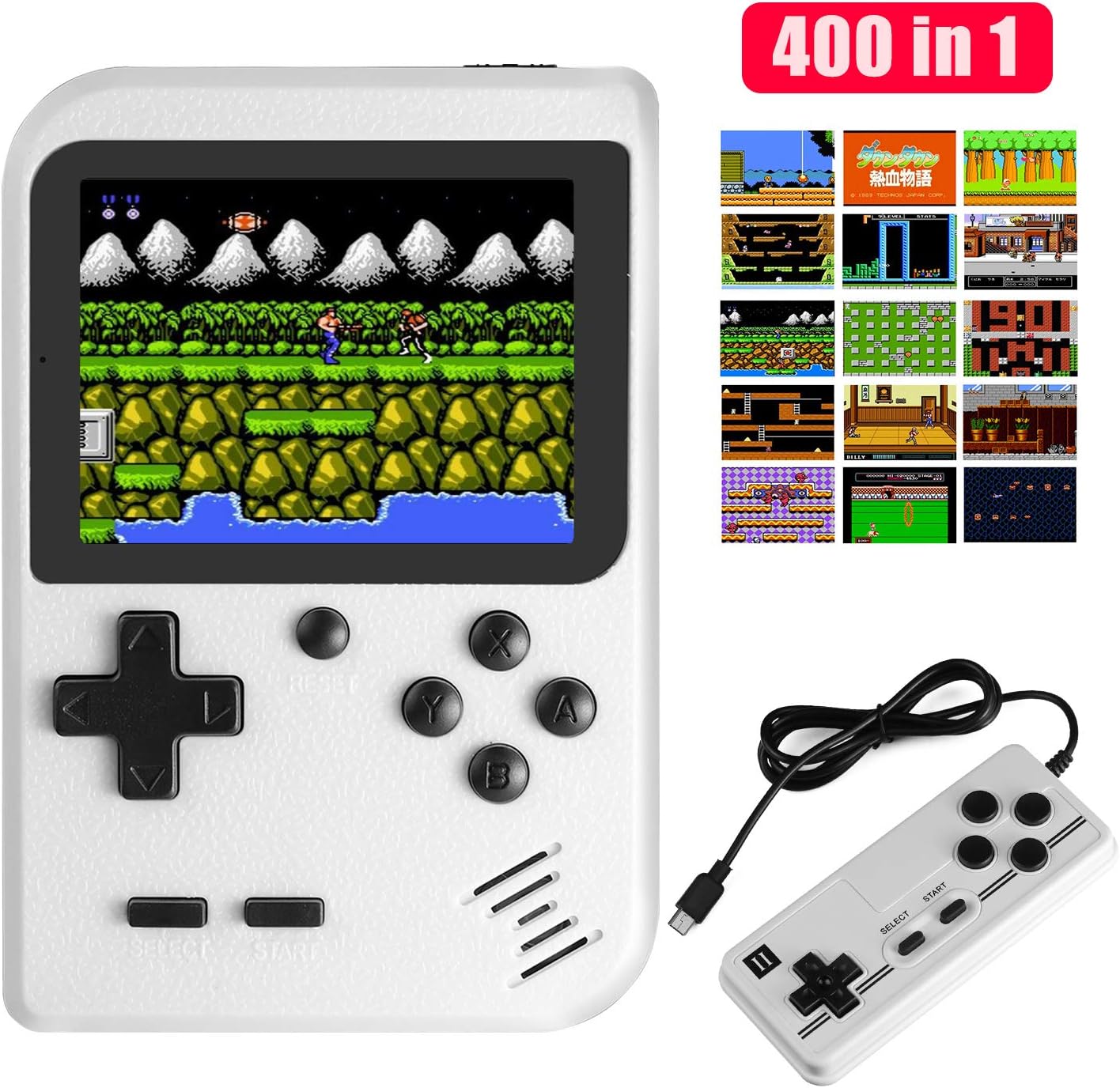 JAMSWALL Handheld Game Console, 400 Classical FC Games 2.8-Inch Screen 800mAh Rechargeable Battery Portable Retro Video Game Console Support for Connecting TV and Two Players(White): Toys & Games