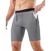MIZOK Men's Stripe Performance Compression Workout Shorts Tight Gym Athletic Shorts with Pockets