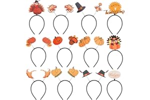 Atonofun 12 Pcs Thanksgiving Turkey Headband Decorations, Party Head Boppers, Fall Pumpkin Headbands for Kids Thanksgiving Costume Accessories