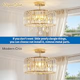 ANWIO Gold Lampshade Light Shade E27 Crystal Ceiling Chandelier 36.5CM view 3