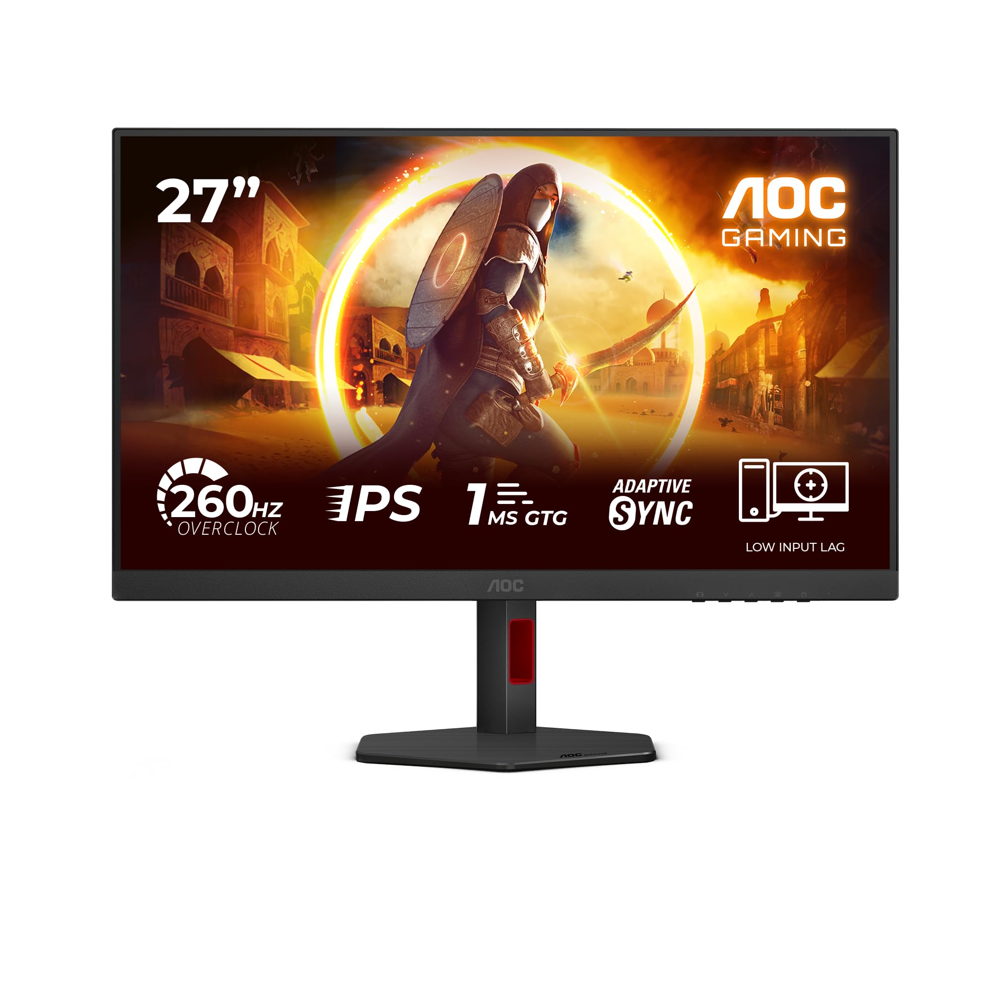 Aoc 27G4Zr 27 Inch Fhd Monitor 260Hz, Fast Ips Panel, 0.3Ms Mprt, Adaptive Sync, Hdr10, G-Sync Compatible, Height Adjustment, (1920X1080 Hdmi 2X 2.0 Dp) Black - View 2