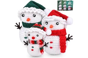 UzecPk Christmas Crochet Kit for Beginners, Snowman Beginner Crochet Kit for Adults, Crochet Starter Knitting Kits with Step-by-Step Video Tutorials Learn to Crochet Kits for Christmas Theme