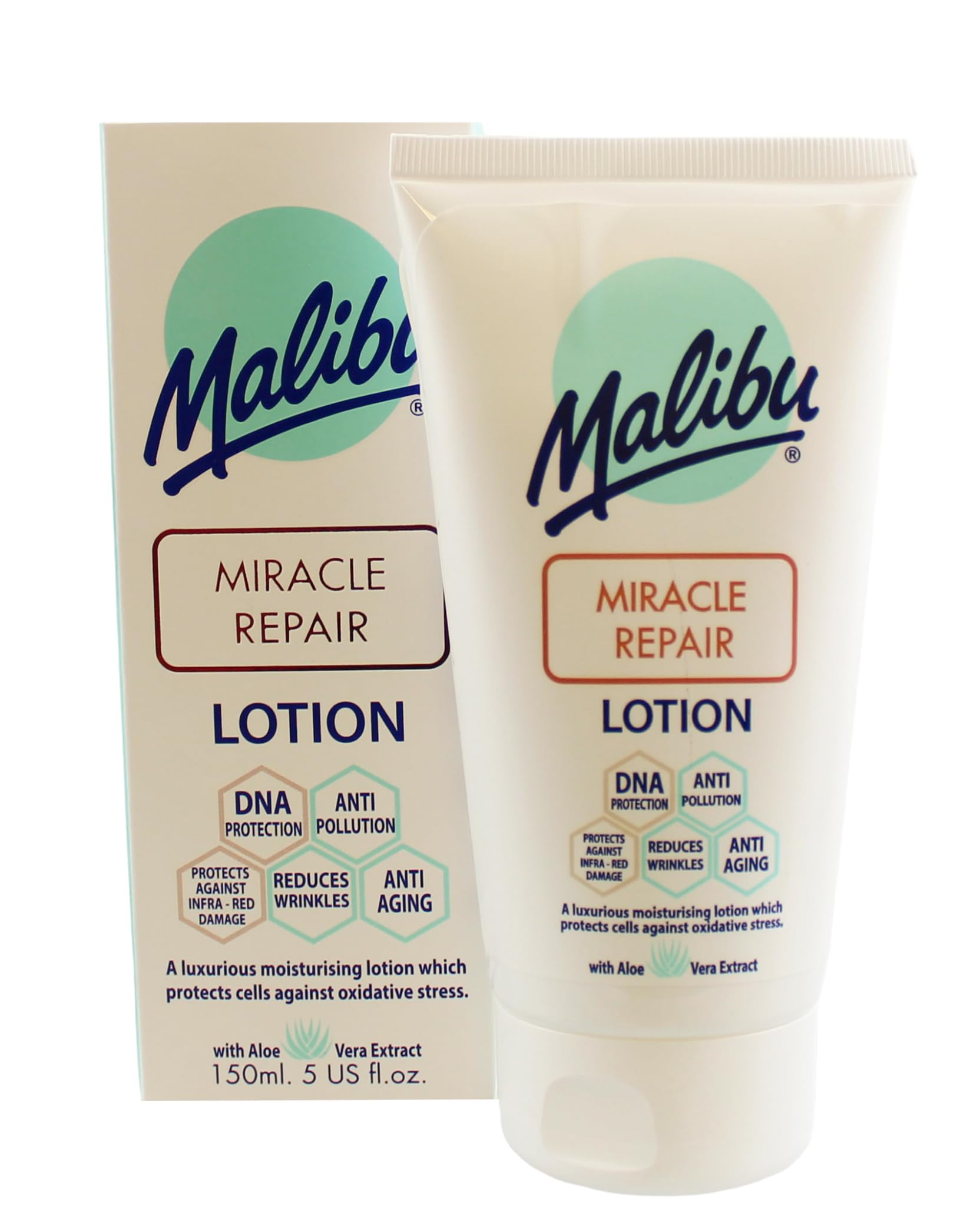 Malibu Miracle Repair Lotion, Anti-Ageing After Sun Lotion, Collagen Stimulating Moisturiser for Hydrating, Soothing and Repairing, 150ml