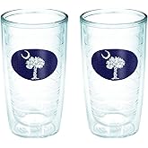 Tervis South Carolina Flag Made in USA Double Walled Insulated Tumbler Cup Keeps Drinks Cold & Hot, 16oz 2pk - No Lid, Navy and White