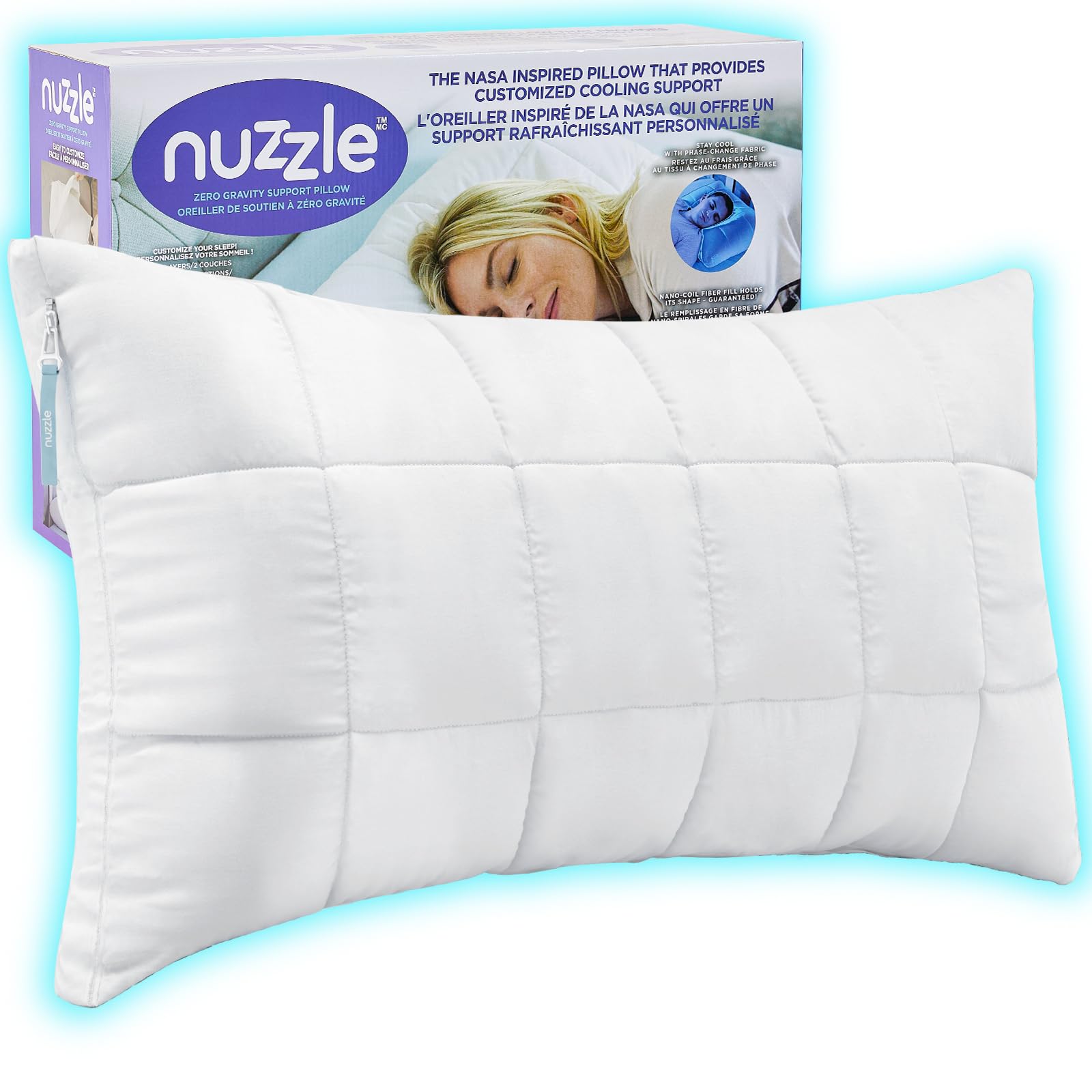 Photo 1 of Nuzzle Adjustable Pillow for Side Sleepers, Luxury King Size Bed Pillow Hotel Collection - Best Adjust Height Soft Firm Pillow for Back, Stomach or Side Sleepers