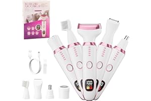 RUIM Electric Razors for Women, Painless 5 in 1 Shaver for Legs Bikini Facial Hair Removal, Body Wet/Dry Razor Water Resistant Grooming Kit, Cordless Womens Trimmer for Grooming