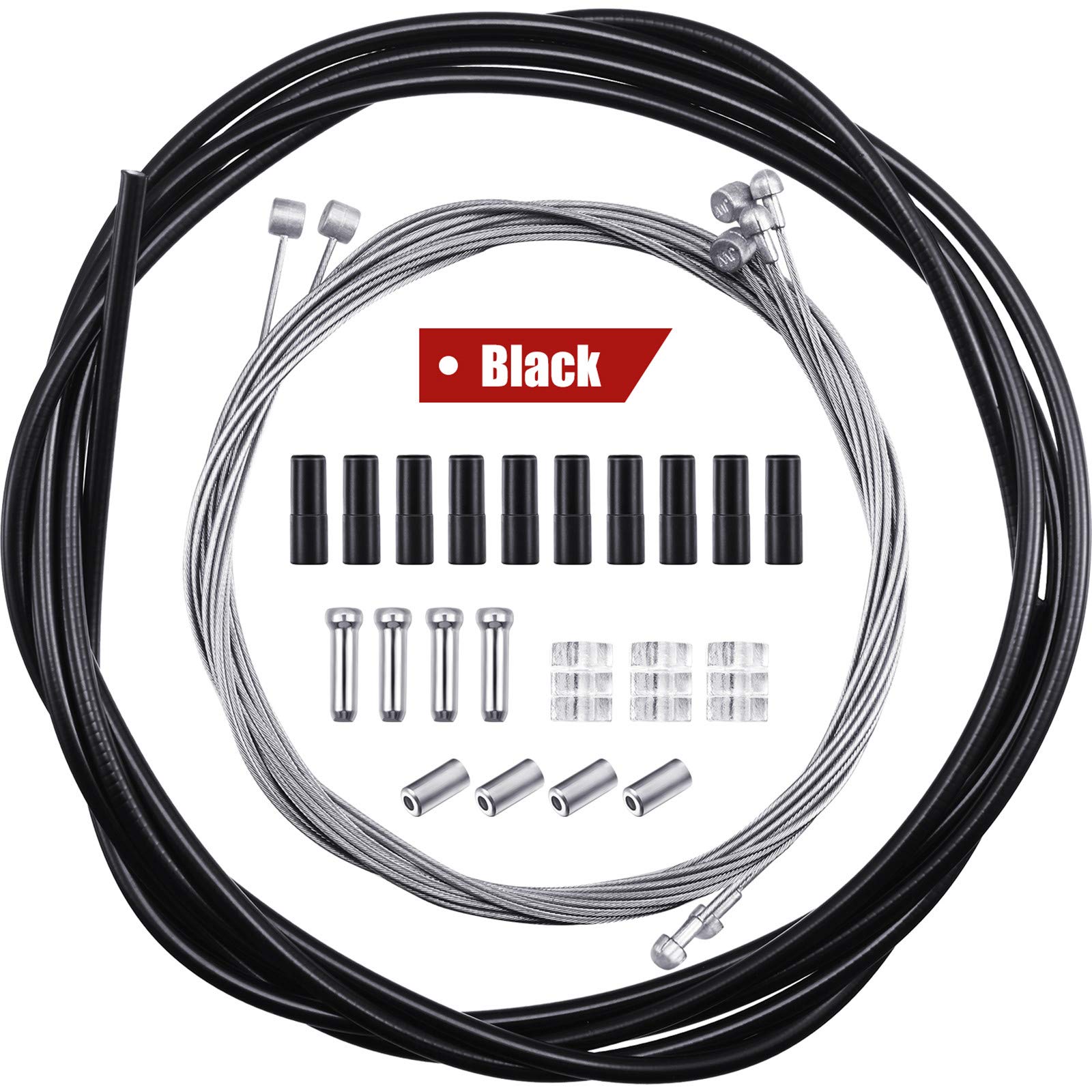 4 Pieces Universal Bike Inner Brake Cable Housing Kit Bicycle Brake Cable Replacement for Mountain and Road Bike Gear Kit (Black)