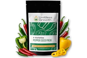 Pepper Seeds 5 Variety Pack | Indoor or Outdoor Seeds for Canadian Growers | Bell Pepper Seeds & Hot Pepper – Perfect for Pat