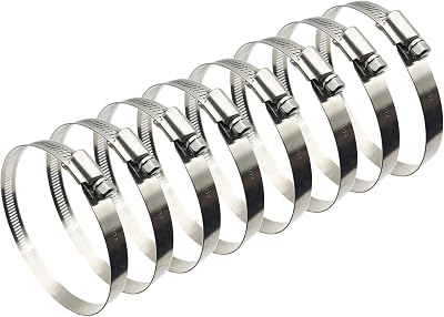 EesTeck 8Pcs 65-89mm Stainless Steel Hose Clips Duct Clamps Worm Drive