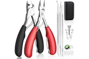 Modacraft 8 PCS Podiatrist Toenail Clippers, Professional Heavy Duty Ingrown & Thick Toe Nail Clippers for Men & Seniors, Pedicure Tools kit with Nail Cutter Super Sharp Curved Blade Manicure Tools