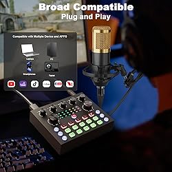 Podcast Equipment Bundle, Audio Interface DJ Mixer